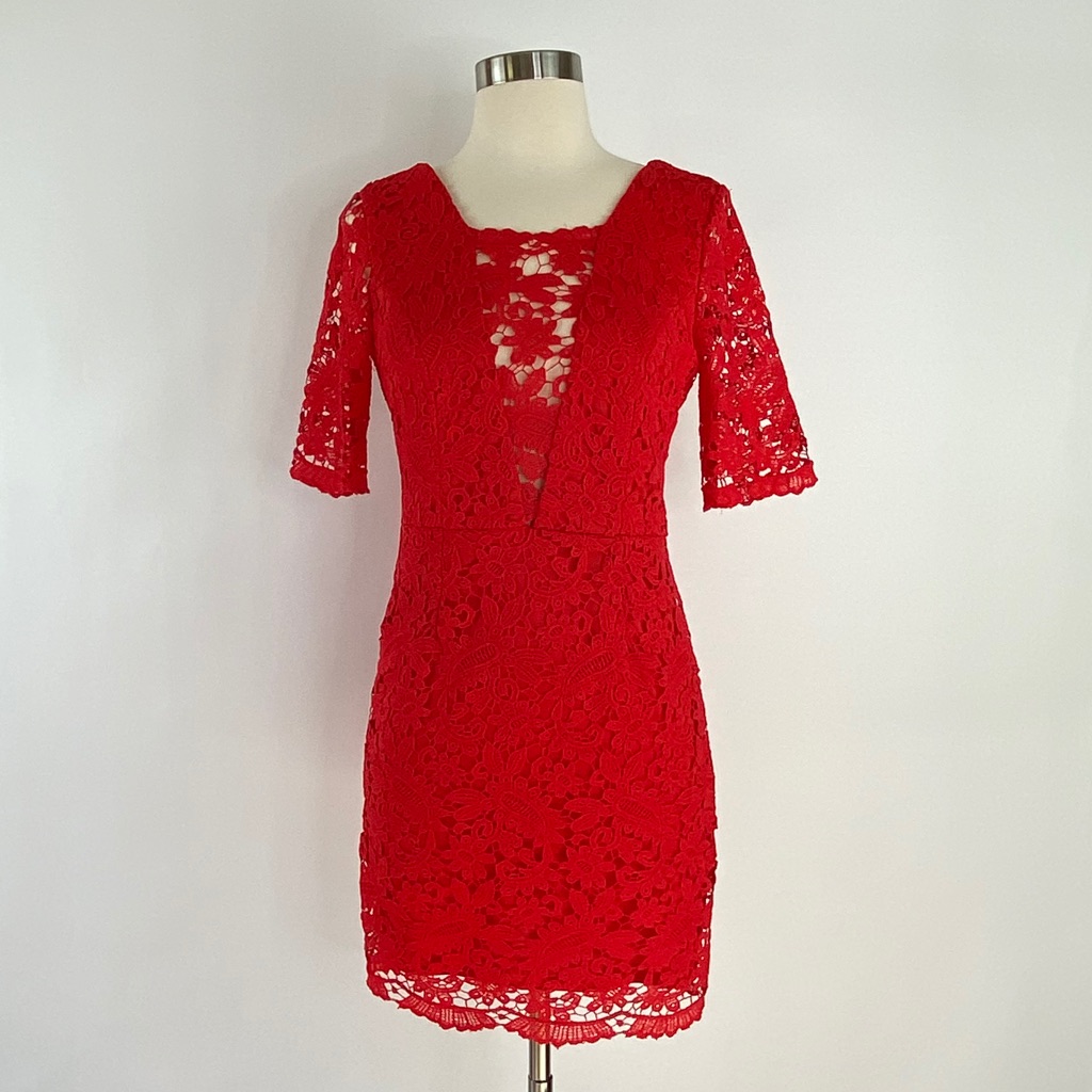 Soieblu Red Lace All Over Medium Dress